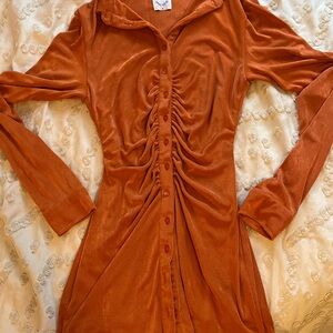 Elegant Rust Button-Down Dress